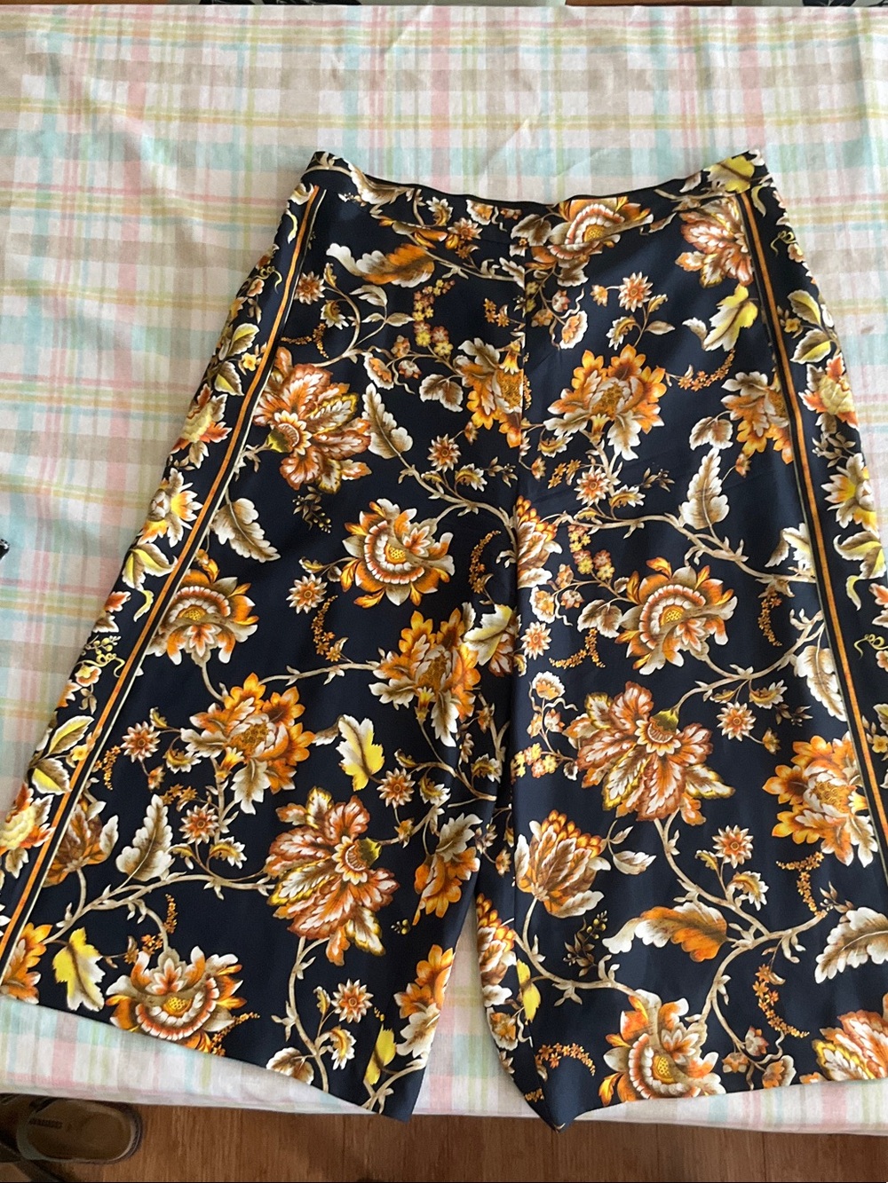 Kobi Halperin silk Floral Print Wide-Leg Women’s cropped pants - Black & Gold